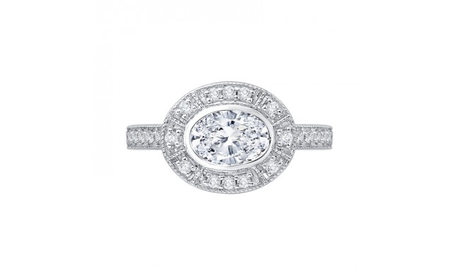 Shah Luxury 14K White Gold Oval Diamond Halo Engagement Ring (Semi-Mount)