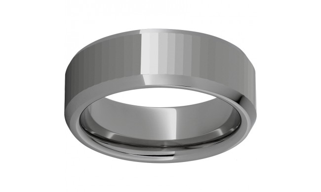 Rugged Tungsten  8mm Faceted Top Beveled Edge Polished Band