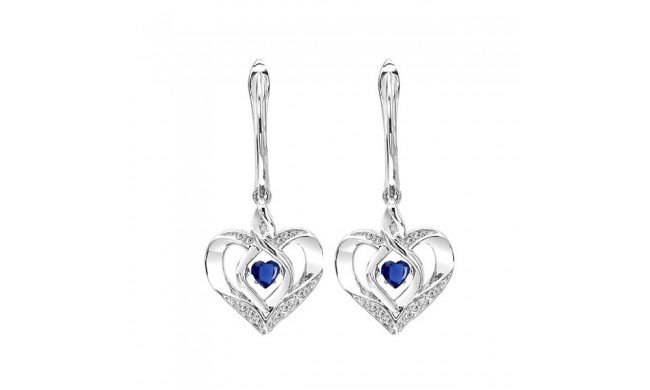 Gems One Silver Diamond (1/50 Ctw) & Created Sapphire (1/4 Ctw) Earring