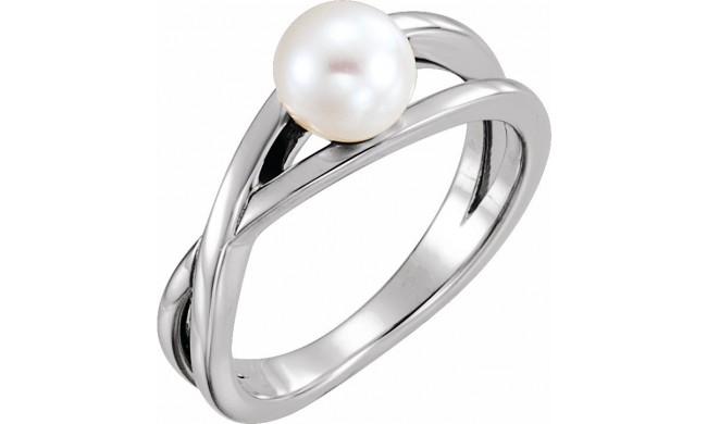 14K White Freshwater Cultured Pearl Solitaire Ring