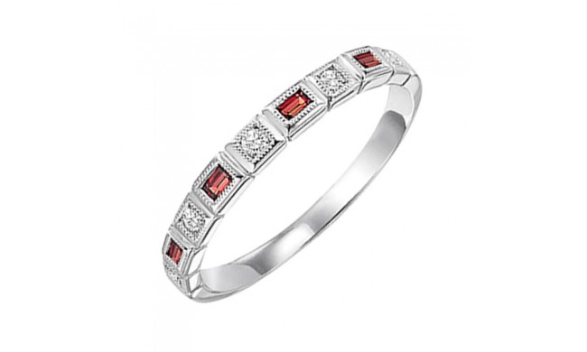 Gems One 14Kt White Gold Diamond (1/10Ctw) & Garnet (1/6 Ctw) Ring
