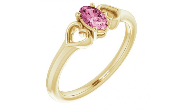 14K Yellow 5x3 mm Oval Tourmaline Youth Heart Ring