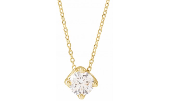 14K Yellow 1/2 CT Diamond Solitaire 16-18 Necklace