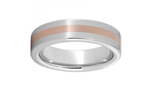 Serinium Pipe Cut Band with a 2mm 14K Rose Gold Inlay and Satin Finish
