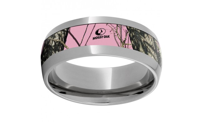 Titanium Domed Band with Mossy Oak Pink Break-Up Inlay