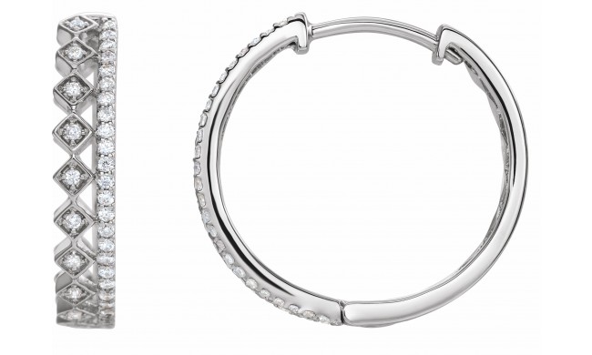 14K White 1/4 CTW Diamond Geometric Hoop Earrings