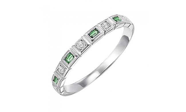 Gems One 10Kt White Gold Diamond (1/10Ctw) & Emerald (1/8 Ctw) Ring