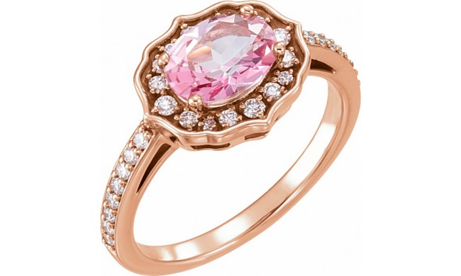 14K Rose Baby Pink Topaz & 1/3 CTW Diamond Ring