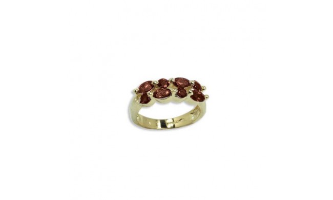 14K Yellow Gold Double Linear Garnet Ring