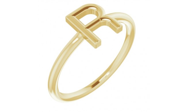 14K Yellow Initial R Ring