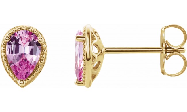 14K Yellow Pink Sapphire Earrings