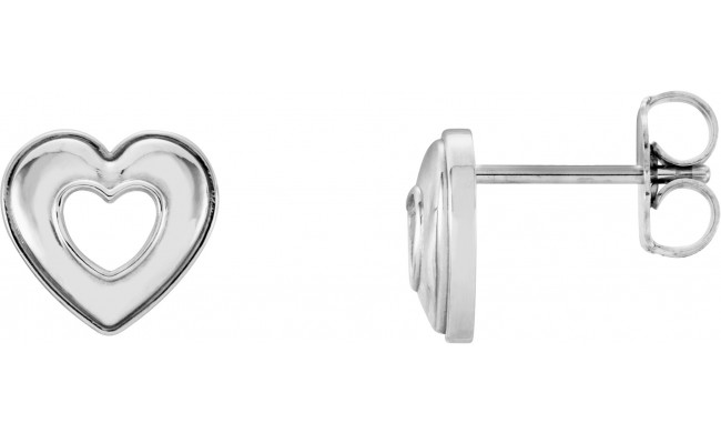 14K White 8.5x8 mm Heart Earrings