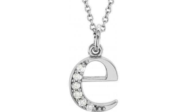 14K White .03 CTW Diamond Lowercase Initial e 16 Necklace