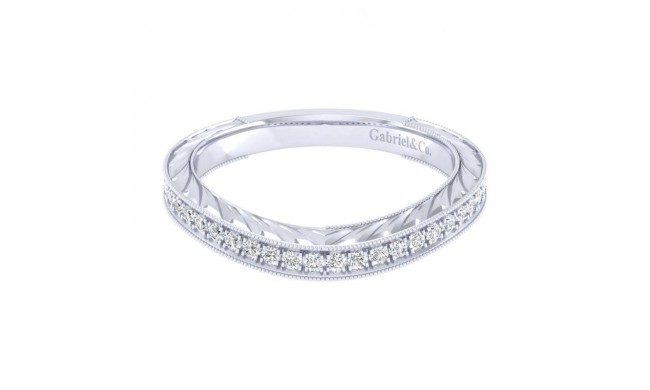 Gabriel & Co. 14k White Gold Victorian Diamond Wedding Band