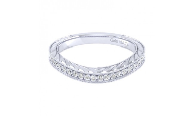 Gabriel & Co. 14k White Gold Victorian Diamond Wedding Band