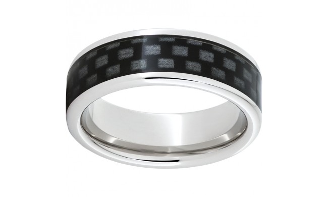 Serinium Pipe Cut Band with Black Carbon Fiber Inlay