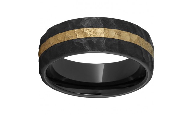 Black Diamond Ceramic Pipe Cut Band with 2mm 14K Yellow Gold Inlay and Thor Finish
