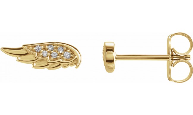 14K Yellow .03 CTW Diamond Angel Wing Earrings
