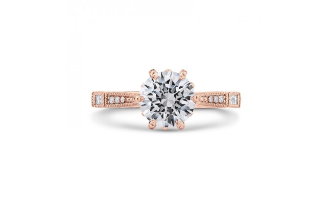 Shah Luxury Round Cut Diamond Engagement Ring In 14K Rose Gold (Semi-Mount)