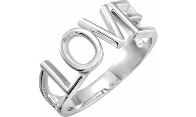 14K White Love Ring