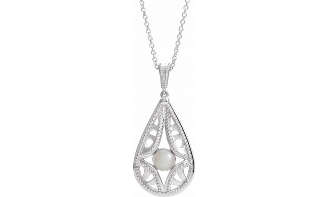 14K White Vintage-Inspired Freshwater Cultured Pearl 16-18 Necklace