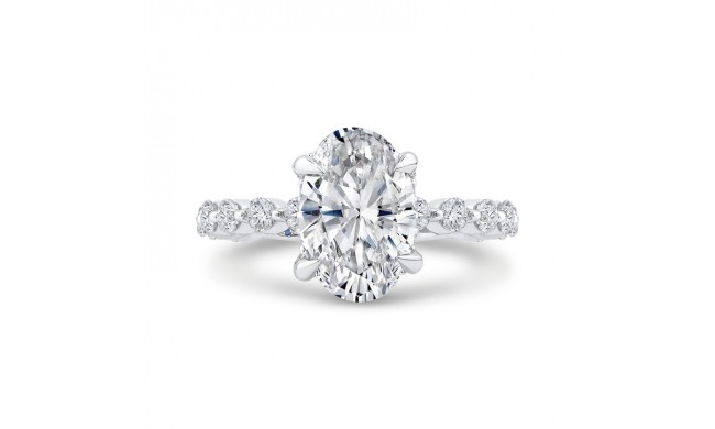 Shah Luxury Oval Diamond Engagement Ring In 14K White Gold (Semi-Mount)