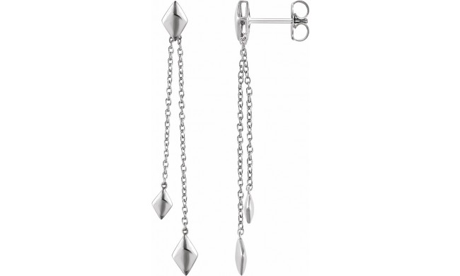 14K White Chain Earrings