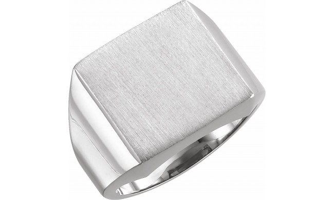 14K White 12 mm Square Signet Ring