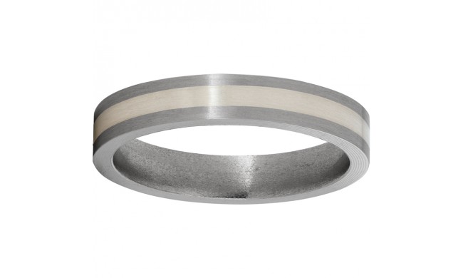 Titanium Flat Band with a 2mm Sterling Silver Inlay and Satin Finish