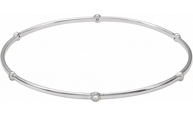 14K White  1/4 CTW Diamond Bezel-Set Bangle 8 Bracelet