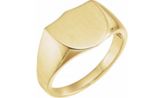 14K Yellow 14 mm Shield Signet Ring