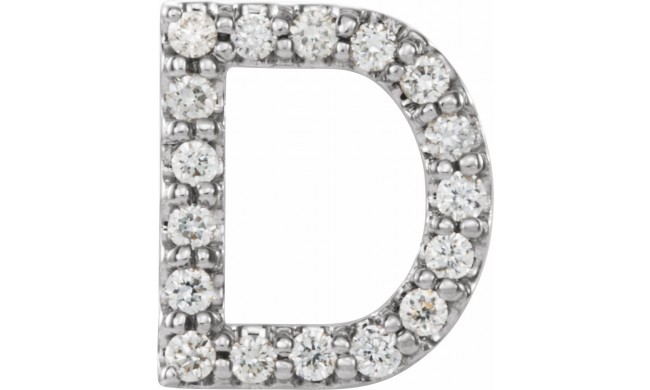 14K White .06 CTW Diamond Single Initial D Earring