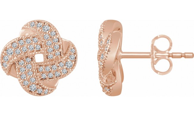 14K Rose 1/3 CTW Diamond Knot Earrings