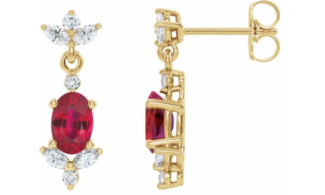 14K Yellow Ruby &  1/3 CTW Diamond Earrings