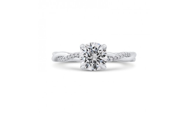 Shah Luxury 14K White Gold Round Diamond Engagement Ring with Criss-Cross Shank (Semi-Mount)