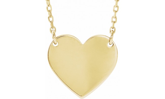 14K Yellow Engravable 12x11 mm  Heart 16-18 Necklace