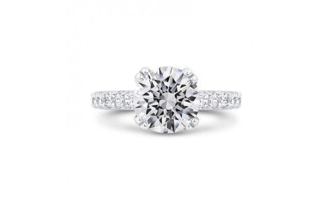 Shah Luxury Round Cut Diamond Engagement Ring In 14K White Gold (With Center)