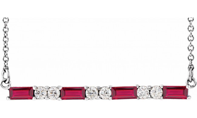 14K White Ruby & 1/5 CTW Diamond Bar 16-18 Necklace
