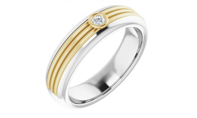 14K White & Yellow .06 CTW Diamond Men's Ring