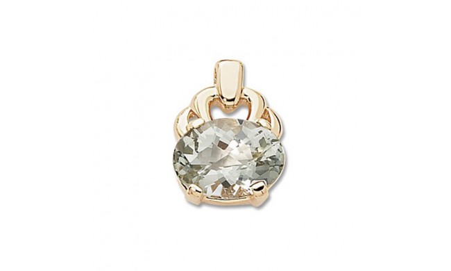 14K Yellow Gold Oval Praseolite Pendant