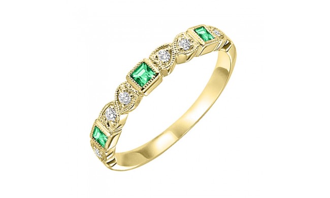 Gems One 10Kt Yellow Gold Diamond (1/10Ctw) & Emerald (1/10 Ctw) Ring