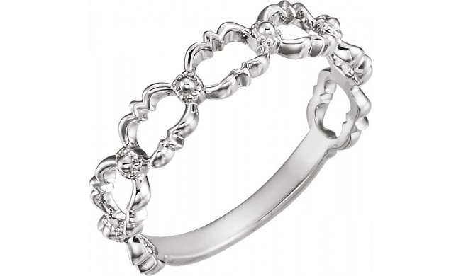 14K White Stackable Bead Ring