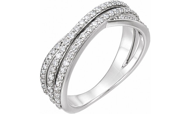 14K White 1/2 CTW Diamond Criss-Cross Ring