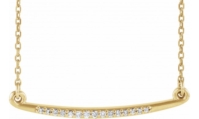 14K Yellow .05 CTW Diamond Curved Bar 16-18 Necklace