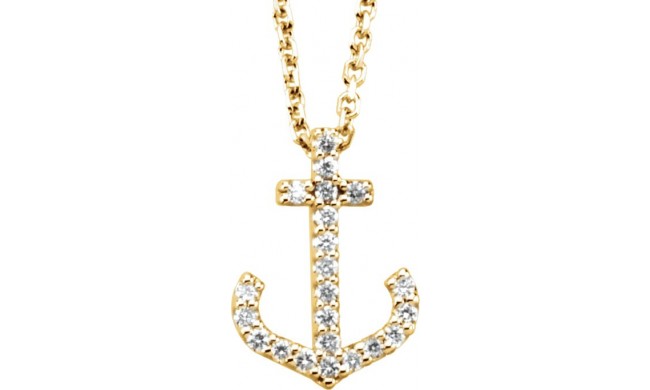 14K Yellow .08 CTW Diamond Anchor 16 Necklace