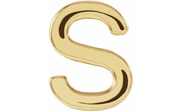 14K Yellow Single Initial S Earring