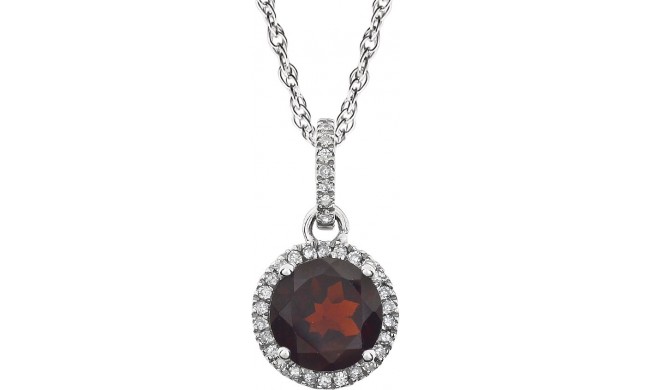 14K White Mozambique Garnet & 1/10 CTW Diamond 18 Necklace