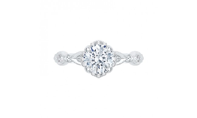 Shah Luxury Round Diamond Engagement Ring In 14K White Gold (Semi-Mount)