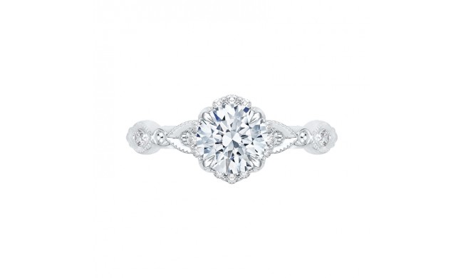 Shah Luxury Round Diamond Engagement Ring In 14K White Gold (Semi-Mount)