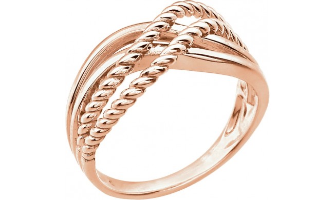 14K Rose Crossover Rope Design Ring